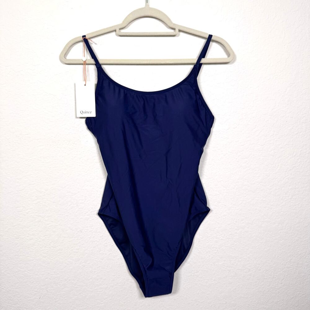 Quince Womens Italian Cami One Piece Swimsuit Size M Swim Beach Deep Navy